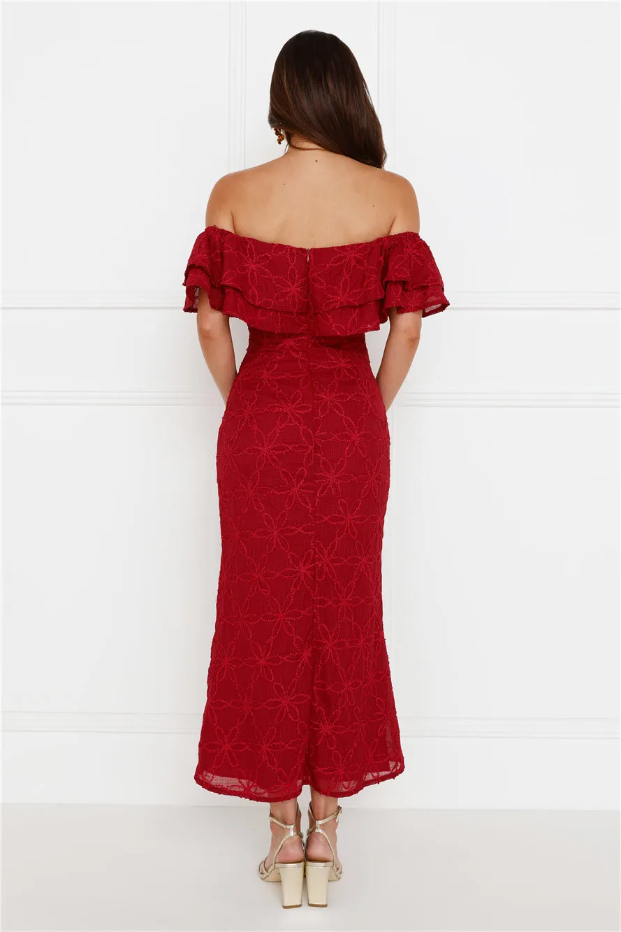 Moment Of Dance Off Shoulder Maxi Dress Red sold by Hello Molly product image thumbnail 5