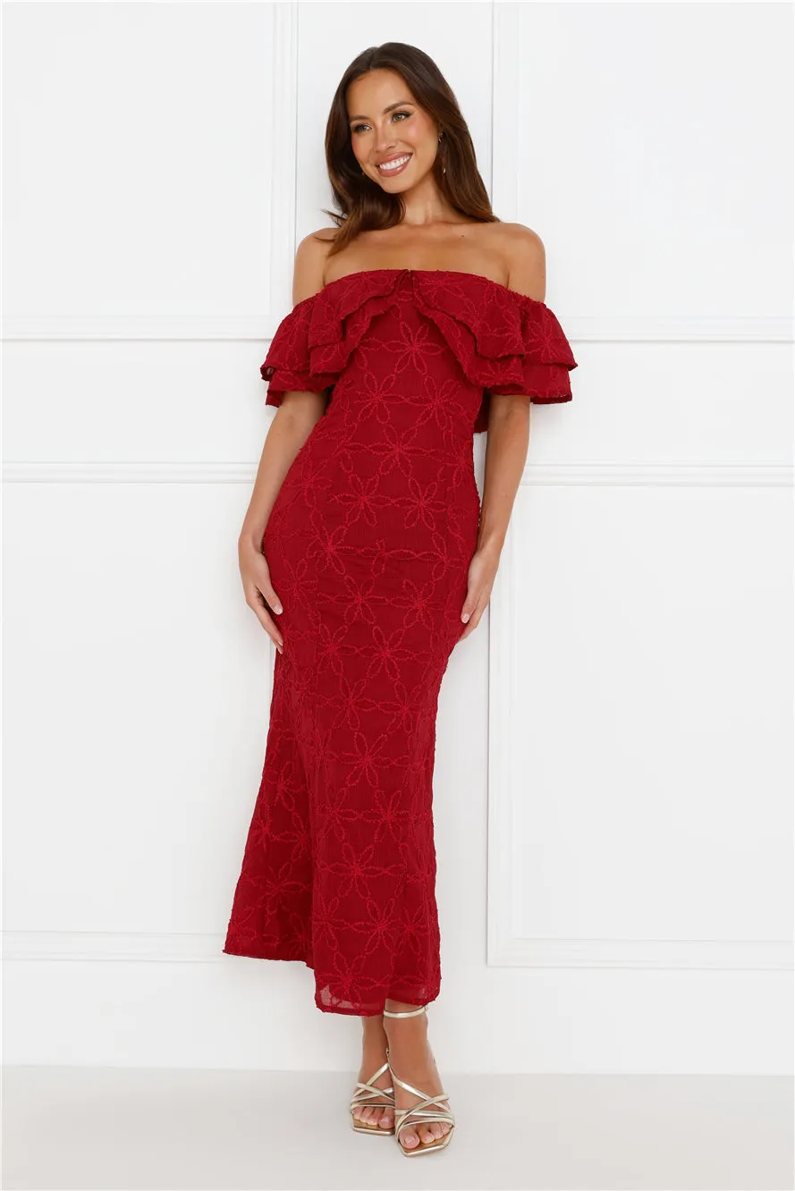 Moment Of Dance Off Shoulder Maxi Dress Red sold by Hello Molly product image thumbnail 2