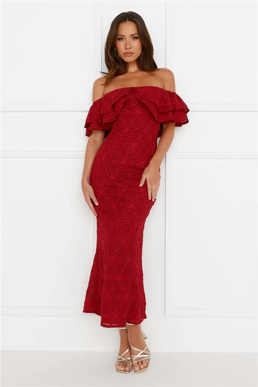 Moment Of Dance Off Shoulder Maxi Dress Red sold by Hello Molly product image thumbnail 3
