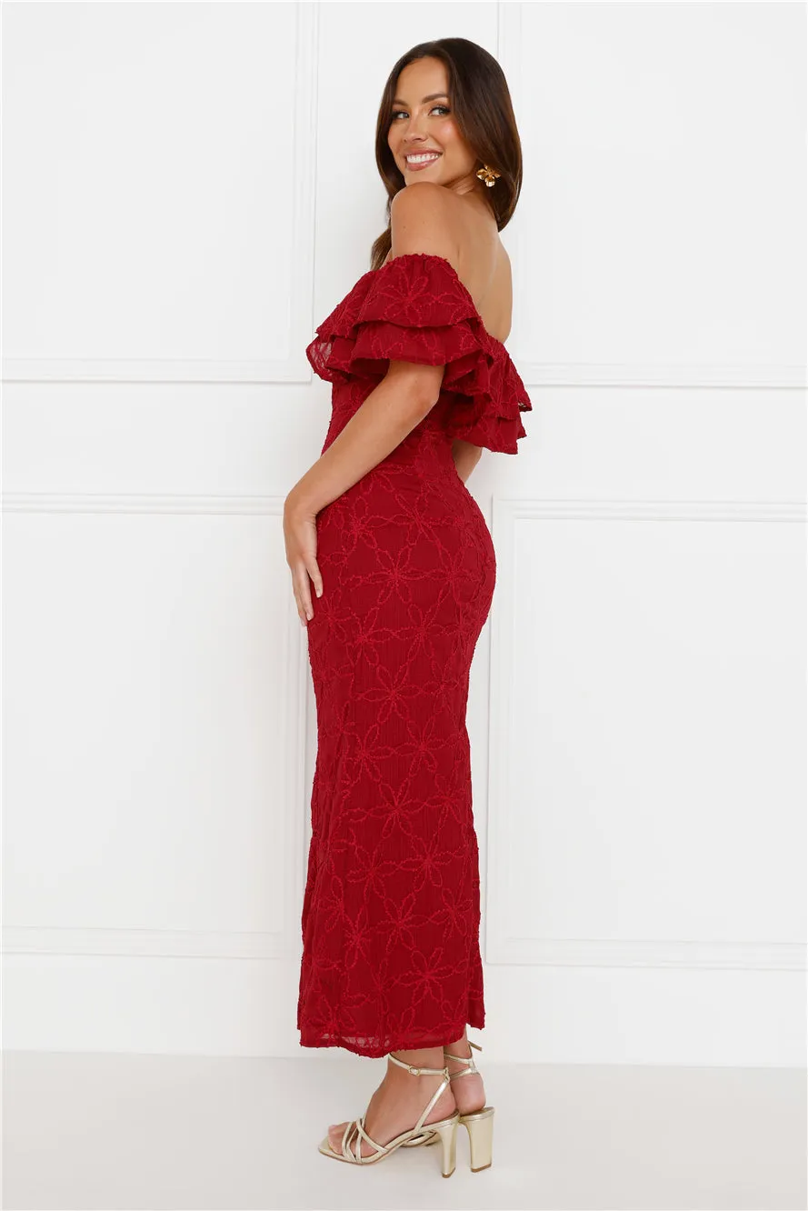 Moment Of Dance Off Shoulder Maxi Dress Red sold by Hello Molly product image thumbnail 4