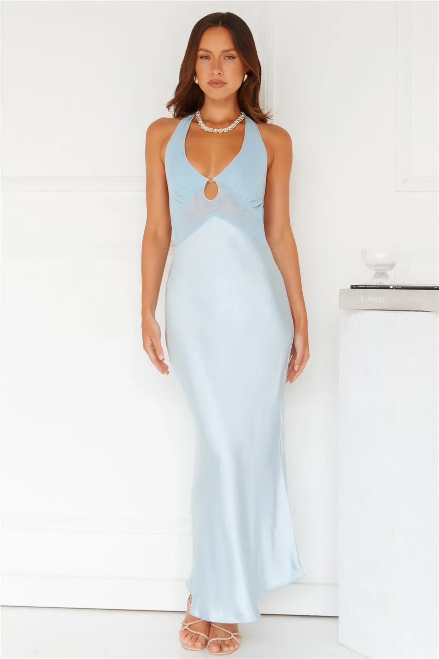 Attracting Fame Halter Satin Maxi Dress Blue sold by Hello Molly product image thumbnail 4
