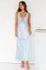 Attracting Fame Halter Satin Maxi Dress Blue sold by Hello Molly
