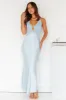Attracting Fame Halter Satin Maxi Dress Blue sold by Hello Molly