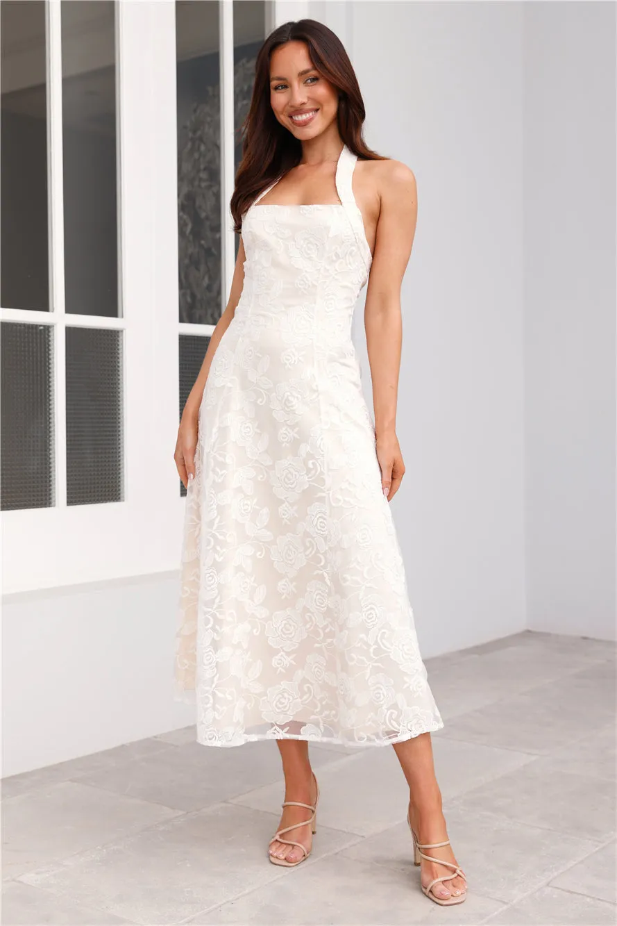 Disco Daze Halter Midi Dress White sold by Hello Molly