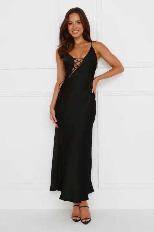 Hideaway Place Satin Maxi Dress Black sold by Hello Molly
