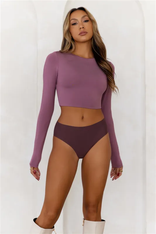 HELLO MOLLY BASE Errands All Day Long Sleeve Crop Top Mauve sold by Hello Molly