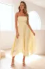 Visit The Moon Strapless Midi Dress Yellow sold by Hello Molly