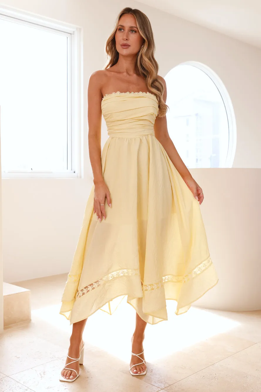 Visit The Moon Strapless Midi Dress Yellow sold by Hello Molly product image thumbnail 3