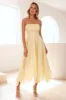 Visit The Moon Strapless Midi Dress Yellow sold by Hello Molly