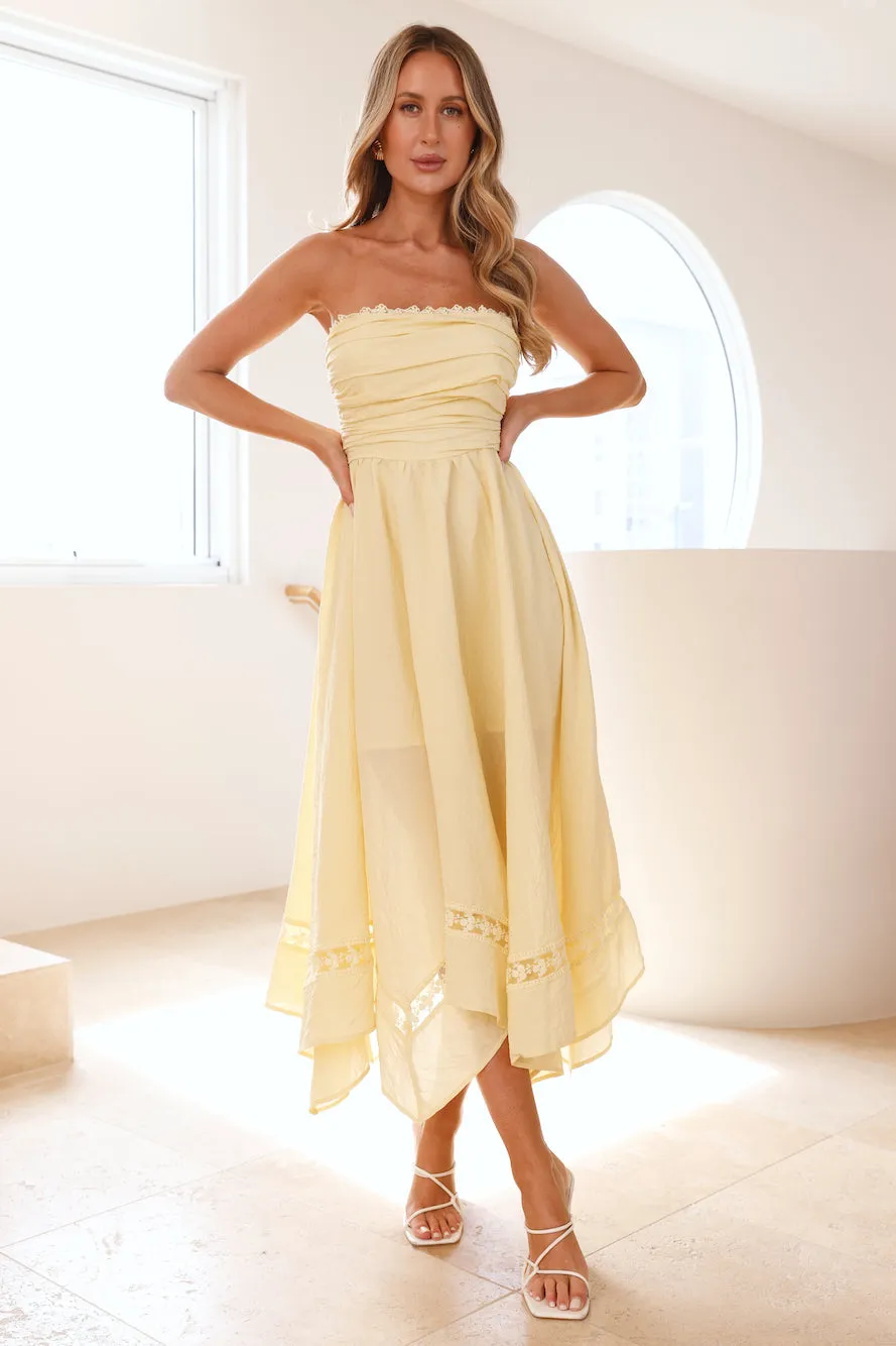 Visit The Moon Strapless Midi Dress Yellow sold by Hello Molly product image thumbnail 2