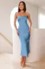 Allure Of Her Strapless Satin Midi Dress Blue sold by Hello Molly