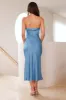 Allure Of Her Strapless Satin Midi Dress Blue sold by Hello Molly