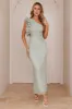 Luxe By Moonlight One Shoulder Mesh Maxi Dress Sage sold by Hello Molly
