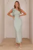Luxe By Moonlight One Shoulder Mesh Maxi Dress Sage sold by Hello Molly