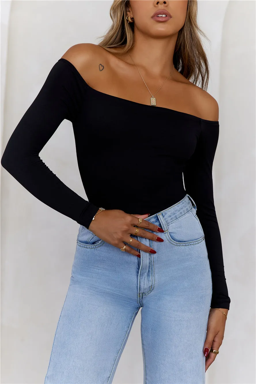 HELLO MOLLY BASE Flawless Off Shoulder Long Sleeve Top Black sold by Hello Molly product image thumbnail 3
