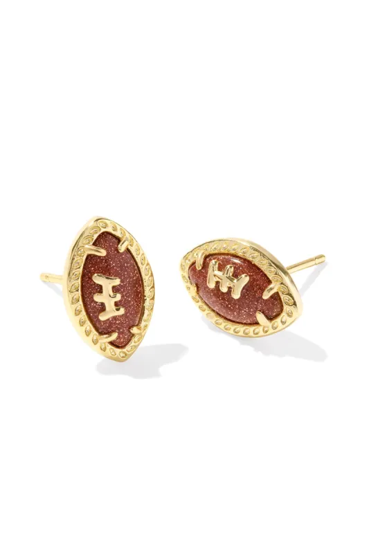 Football Stud Earrings Orange Goldstone Gold sold by Hello Molly