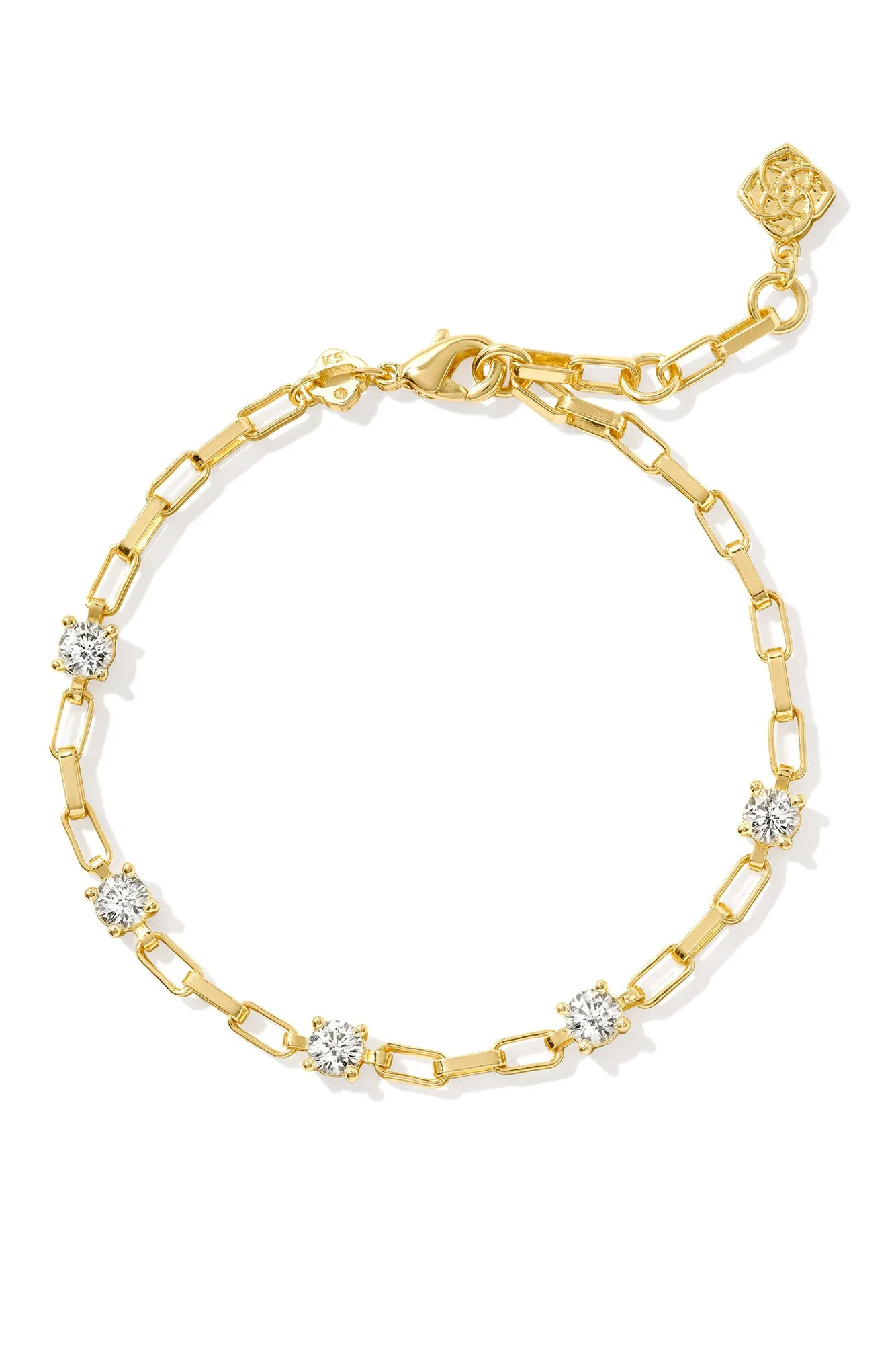 Lexi Chain Bracelet White Crystal Gold sold by Hello Molly