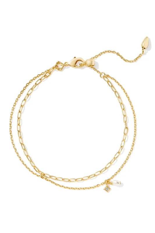 Eve Multi Strand Bracelet White Pearl Gold sold by Hello Molly
