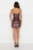 Floral Glitter Sequin Strapless Mini Dress Black sold by Hello Molly