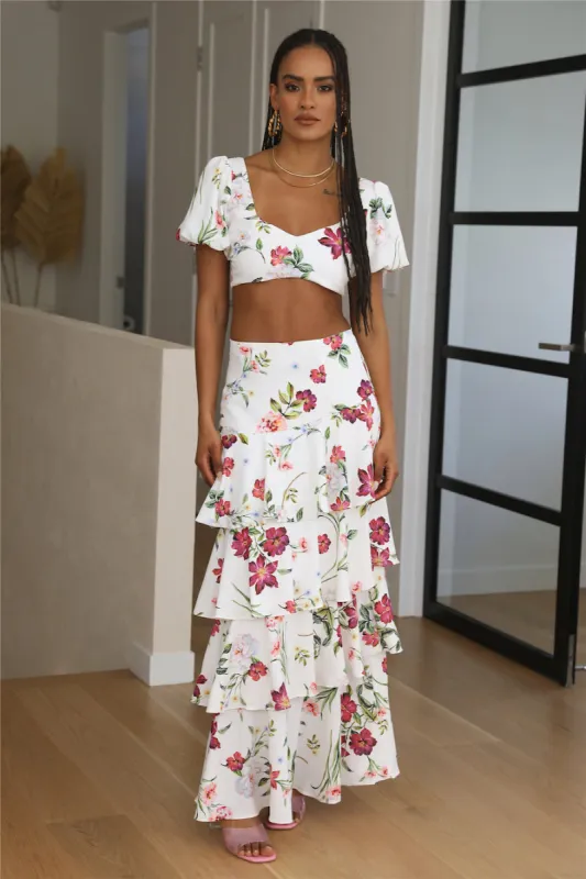SEVEN WONDERS Yokana Skirt White Floral sold by Hello Molly