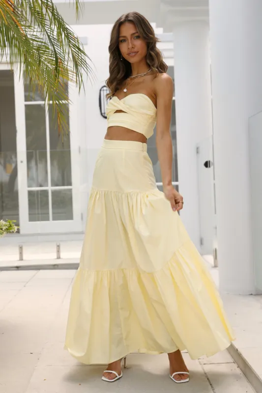RUNAWAY Ayla Maxi Skirt Lemon sold by Hello Molly