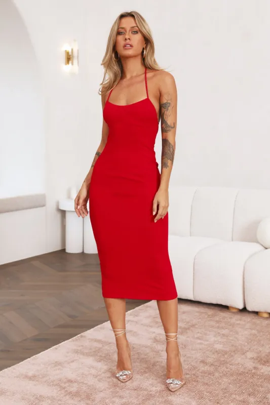 Longing Desire Midi Dress Red sold by Hello Molly