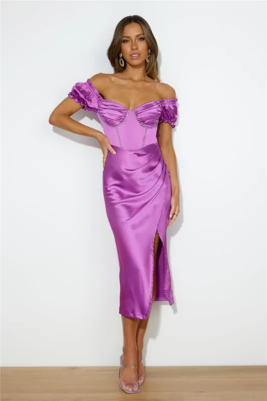 Trying To Impress Midi Dress Purple sold by Hello Molly