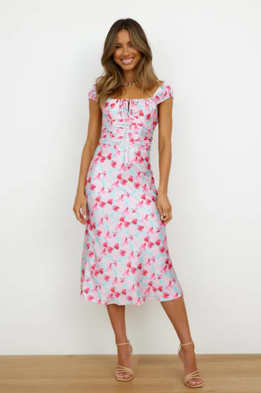 Feel My Rhythm Midi Dress Pink sold by Hello Molly