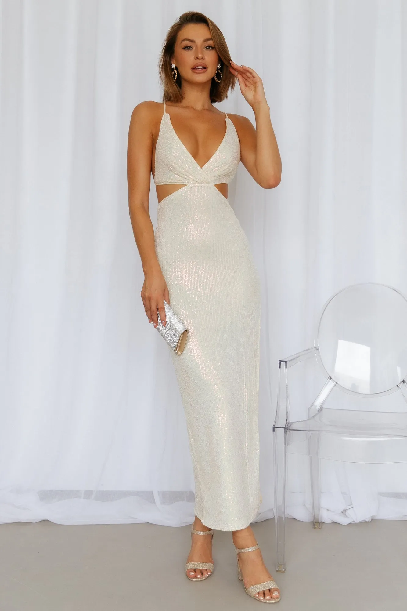 Create The Spell Midi Dress Cream Sequin sold by Hello Molly product image thumbnail 5