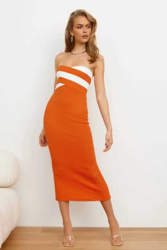 Twisted Love Midi Dress Orange sold by Hello Molly