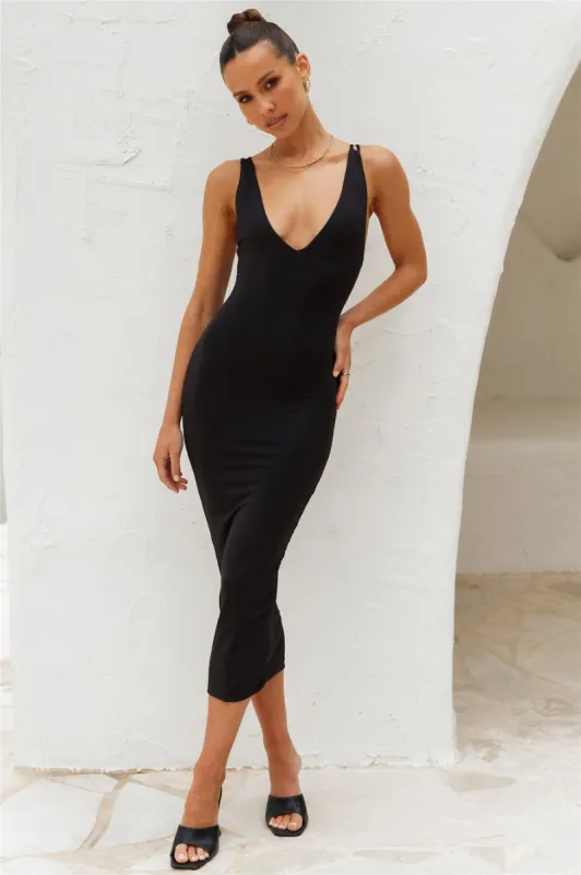 The Whole Picture Midi Dress Black sold by Hello Molly