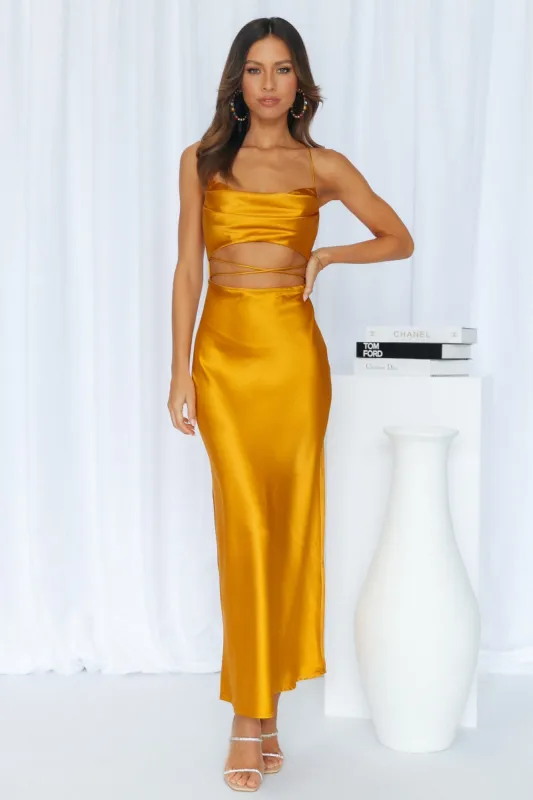 Made Love Midi Dress Golden sold by Hello Molly