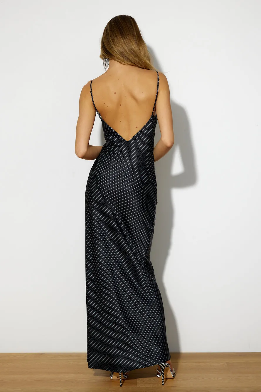 LIONESS Nineties Moss Maxi Dress Black Pinstripe sold by Hello Molly product image thumbnail 5