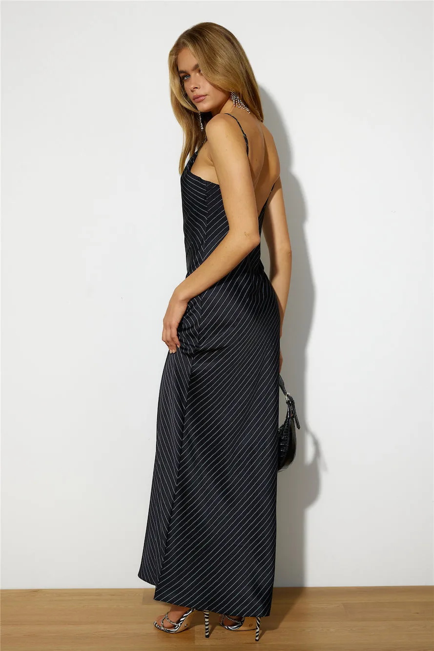 LIONESS Nineties Moss Maxi Dress Black Pinstripe sold by Hello Molly product image thumbnail 4