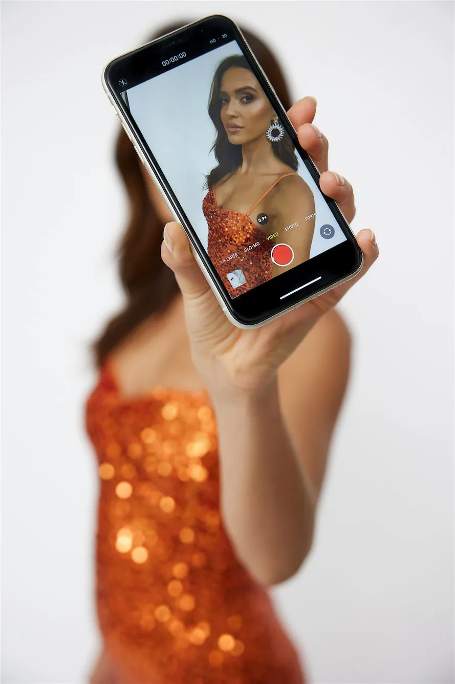 Disco Dancing Maxi Dress Orange Sequin sold by Hello Molly product image thumbnail 2