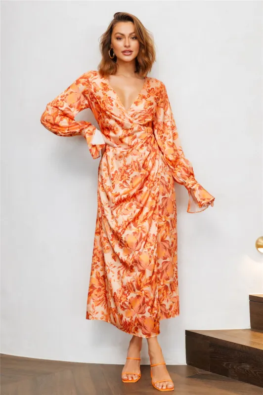 Hidden Card Maxi Dress Orange sold by Hello Molly