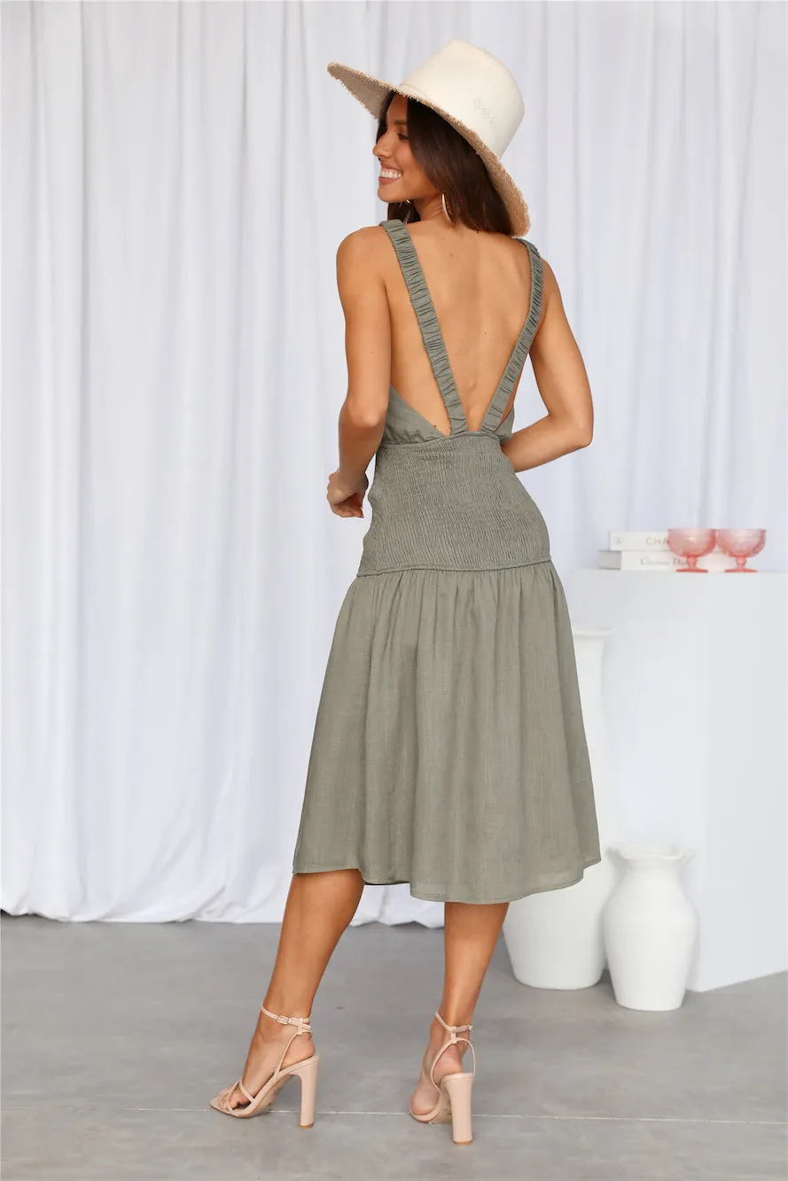 Into My Eyes Midi Dress Olive sold by Hello Molly product image thumbnail 5
