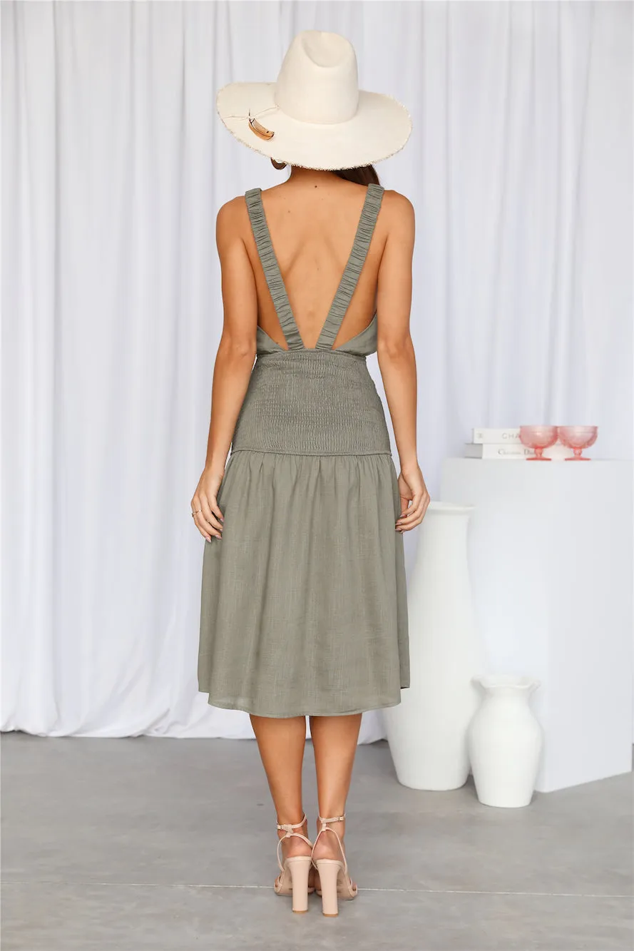 Into My Eyes Midi Dress Olive sold by Hello Molly product image thumbnail 4