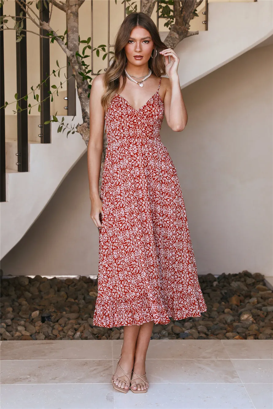 Sit Down Maxi Dress Rust sold by Hello Molly