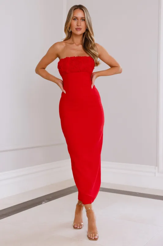 Lottie Midi Dress Red sold by Hello Molly