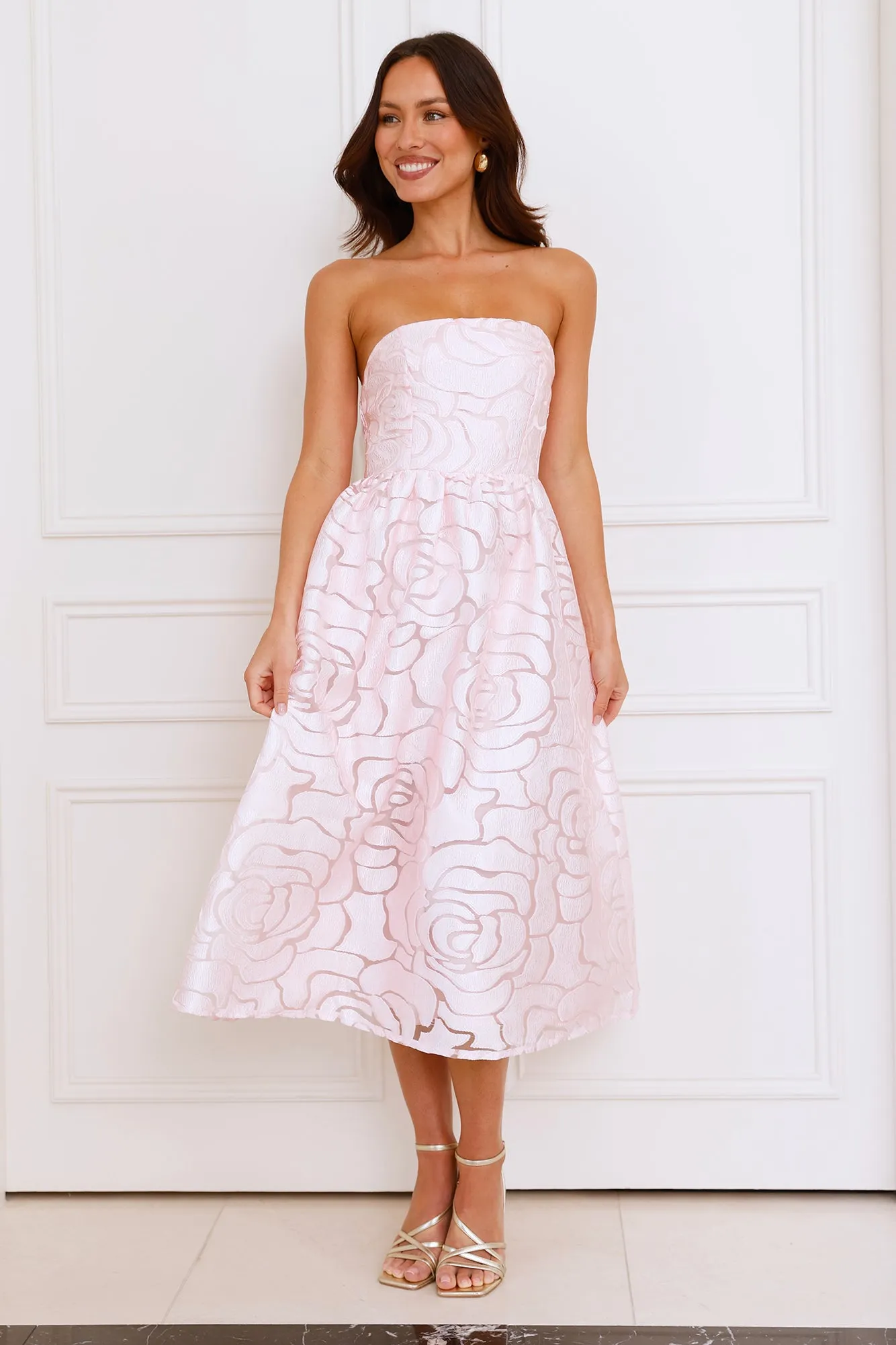 Nora Strapless Midi Dress Pink sold by Hello Molly product image thumbnail 2