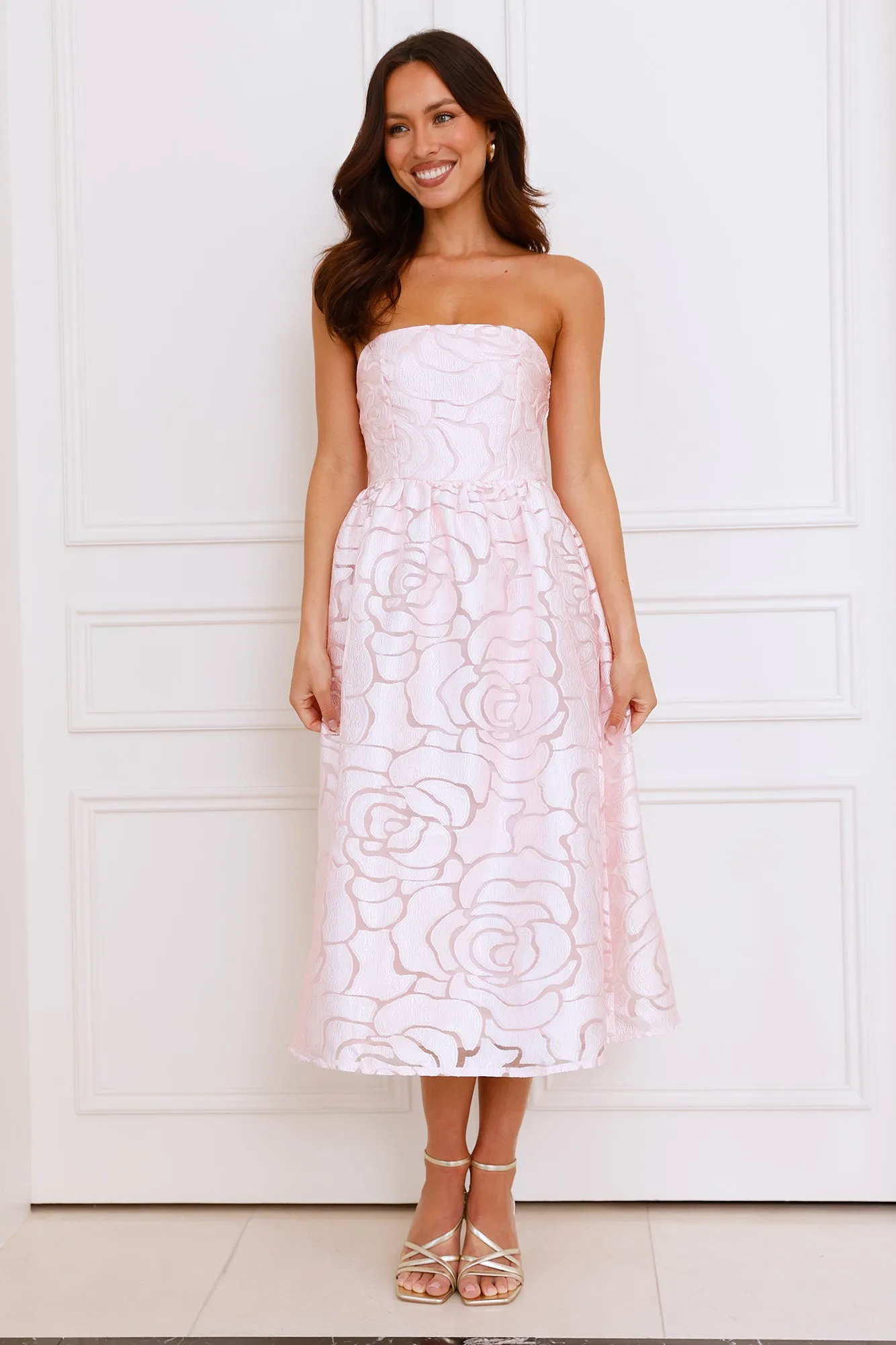 Nora Strapless Midi Dress Pink sold by Hello Molly product image thumbnail 3