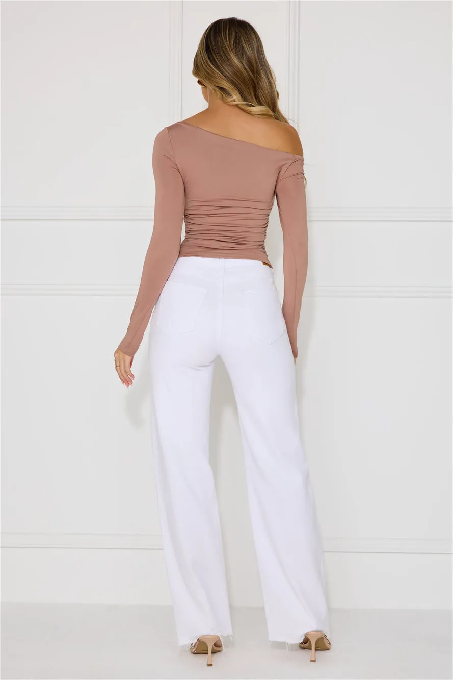 Slinky Feelings Off Shoulder Long Sleeve Top Mocha sold by Hello Molly product image thumbnail 4
