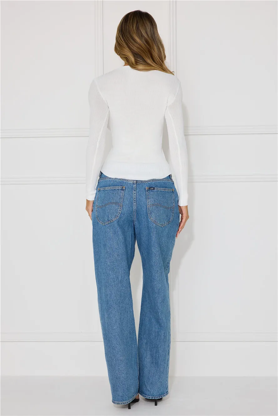 Buttoned Up Ribbed Long Sleeve Top White sold by Hello Molly product image thumbnail 4