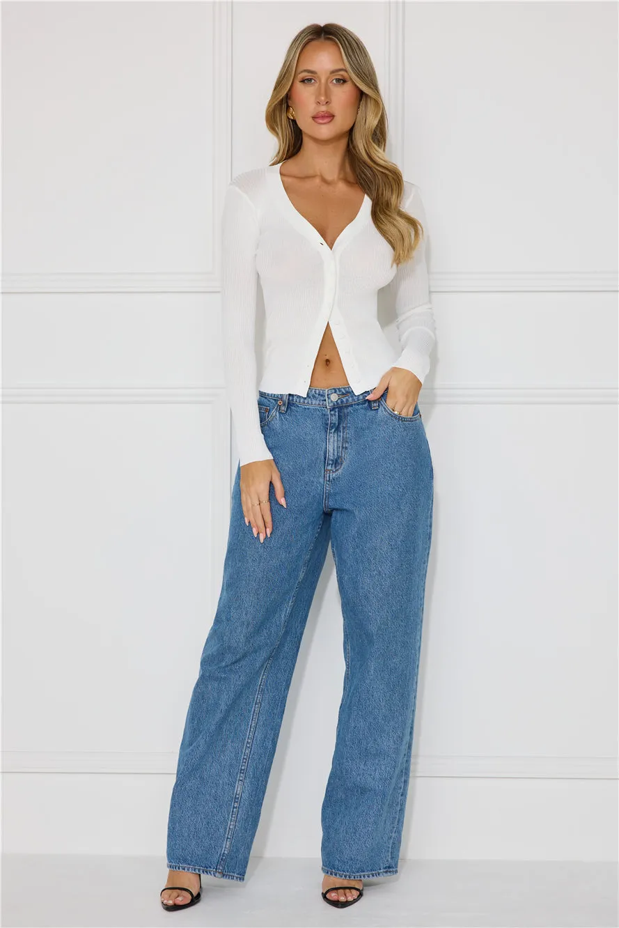 Buttoned Up Ribbed Long Sleeve Top White sold by Hello Molly product image thumbnail 2