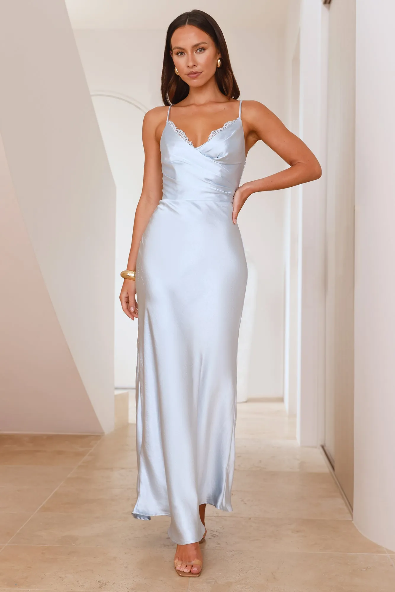 Society Soiree Satin Maxi Dress Blue sold by Hello Molly product image thumbnail 2