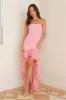 A Night In Wonderland Strapless Maxi Dress Pink sold by Hello Molly
