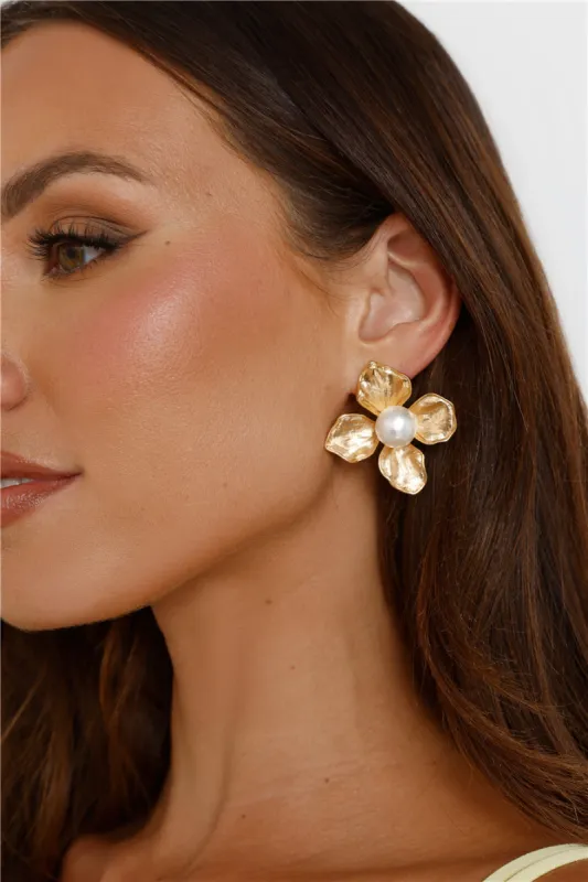 18k Gold Plated Lover Flower Earrings Gold sold by Hello Molly