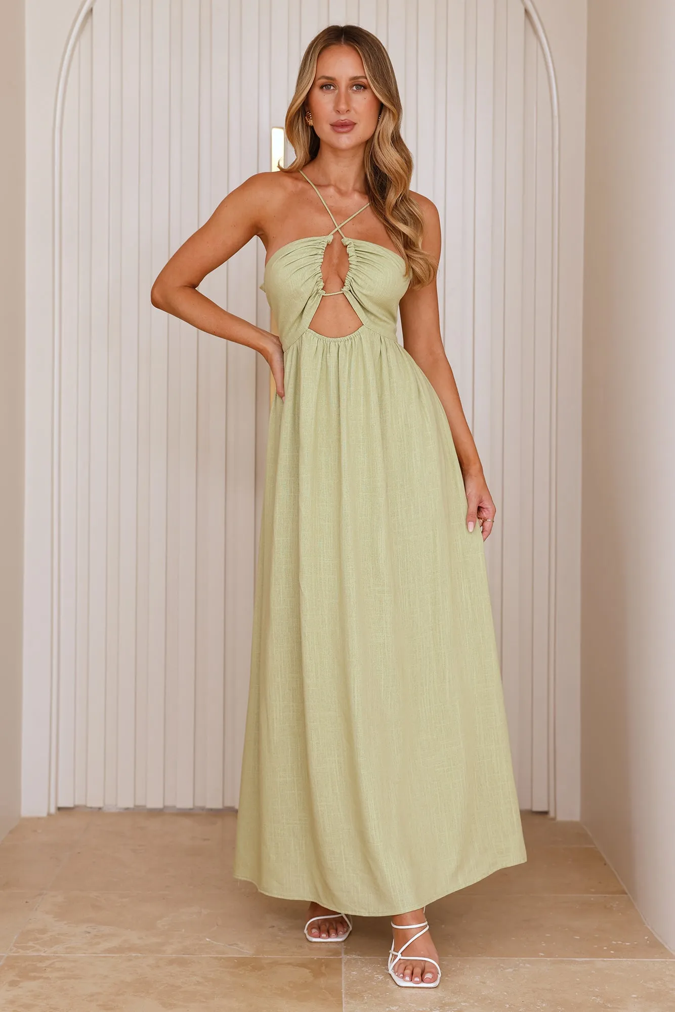 Coastlines Maxi Dress Sage sold by Hello Molly