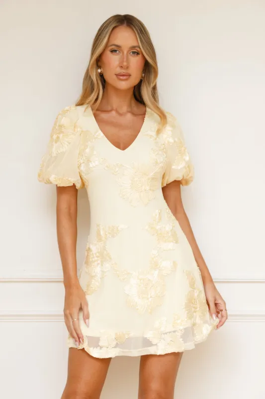 Effortless Grace Mesh Mini Dress Yellow sold by Hello Molly